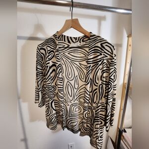 Chico's Black and Cream Zebra Print Cardigan